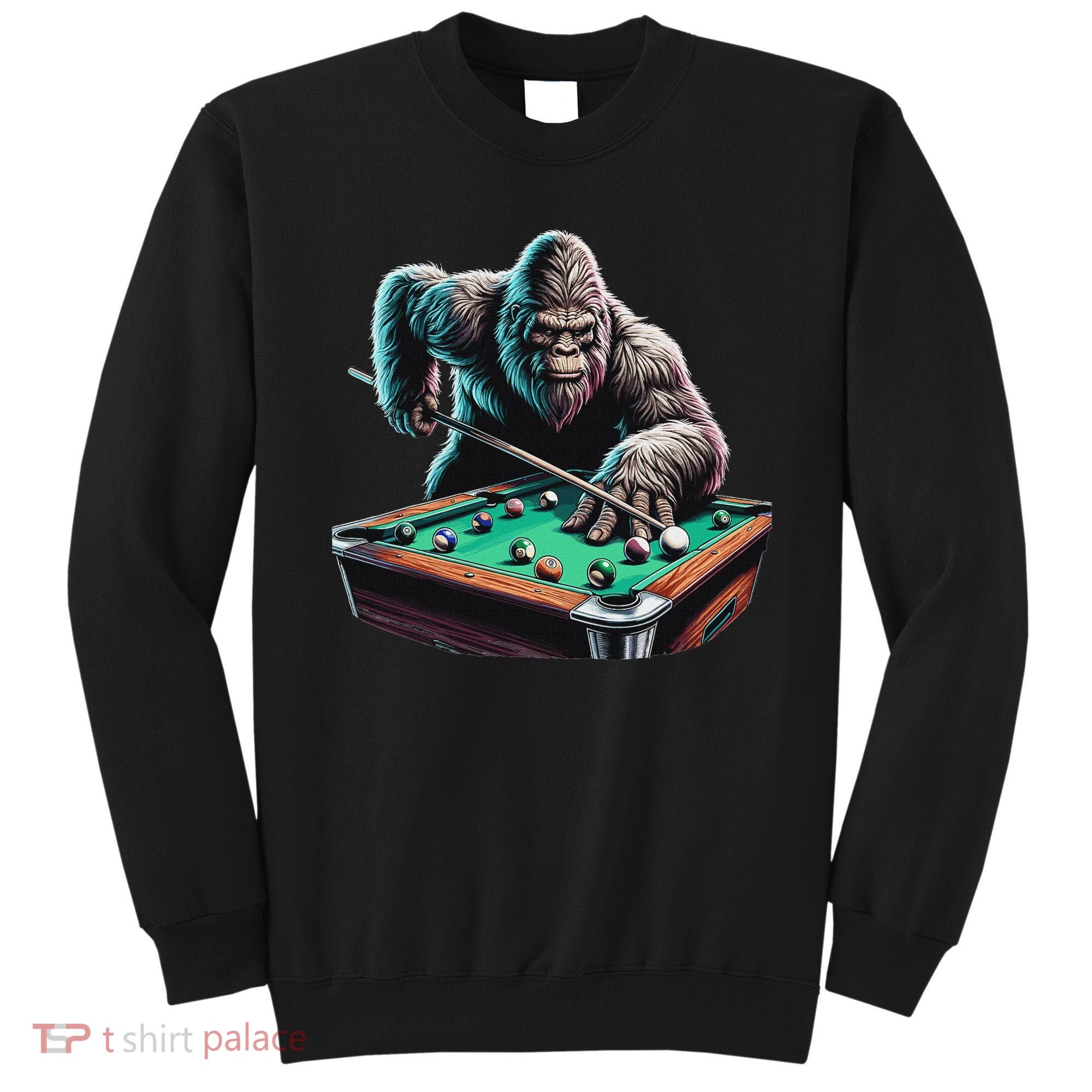 Funny Bigfoot Sasquatch Billiards Pool Player Sweatshirt