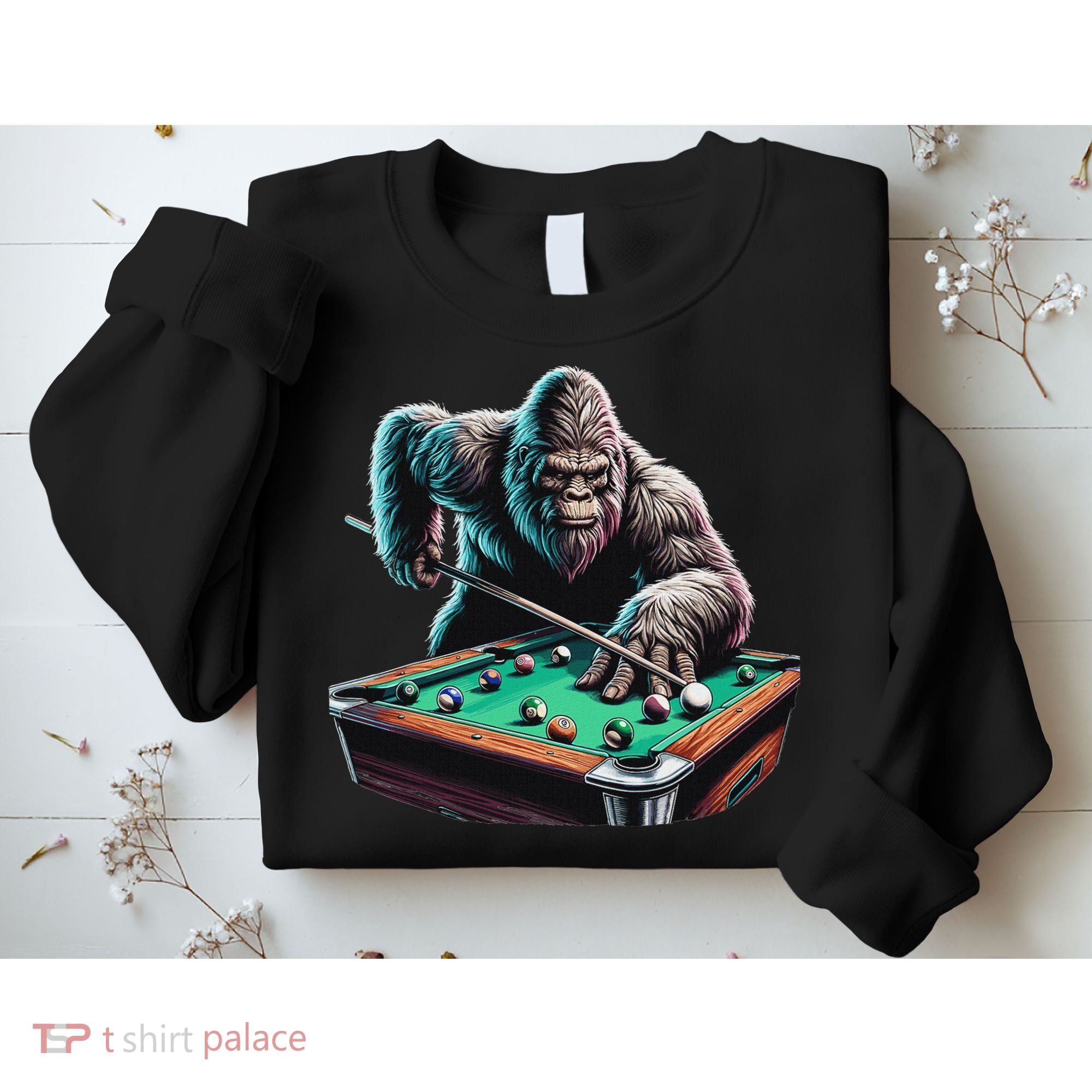 Funny Bigfoot Sasquatch Billiards Pool Player Sweatshirt