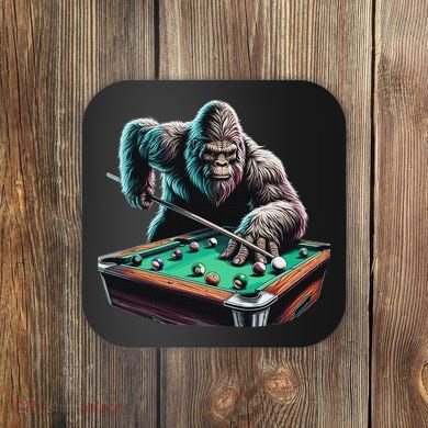 Funny Bigfoot Sasquatch Billiards Pool Player Coaster