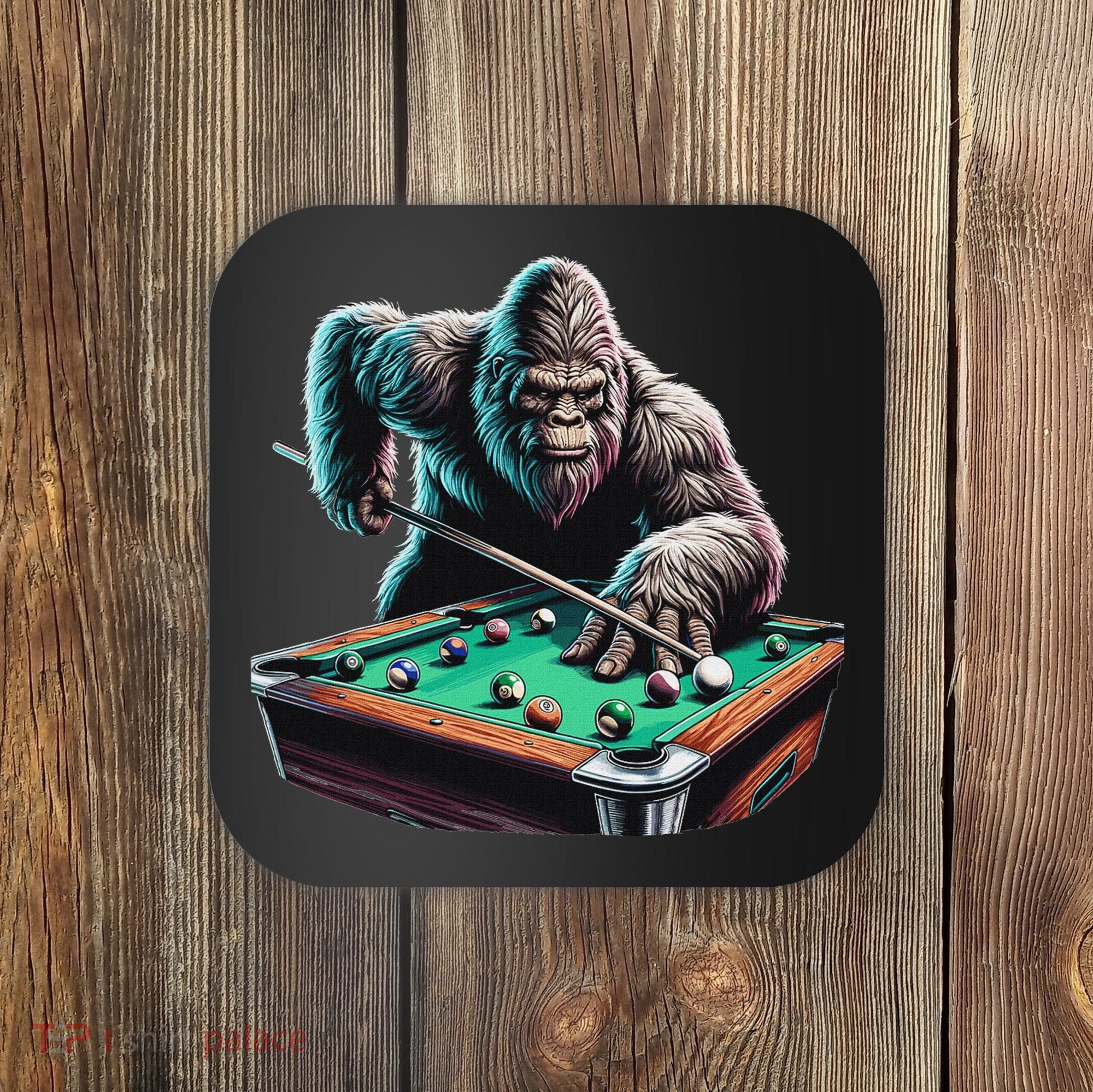 Funny Bigfoot Sasquatch Billiards Pool Player Coaster