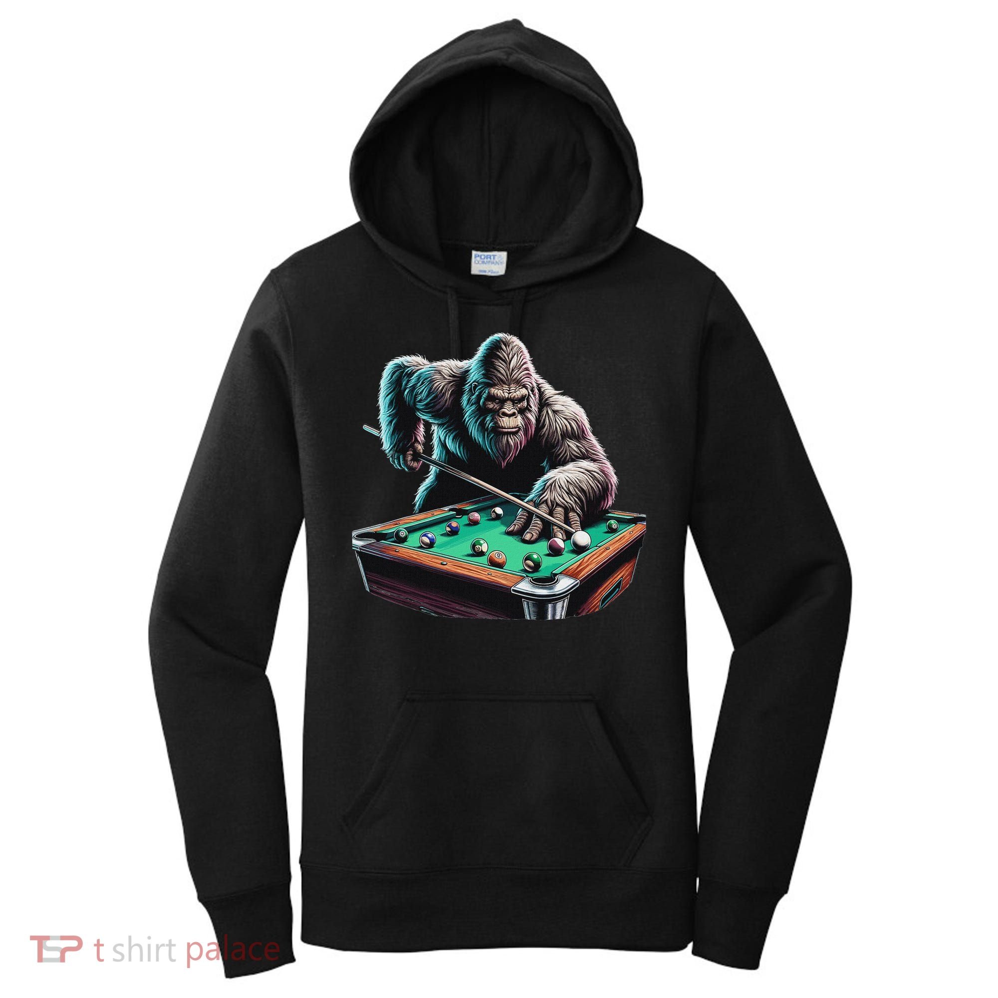 Funny Bigfoot Sasquatch Billiards Pool Player Women's Hoodie