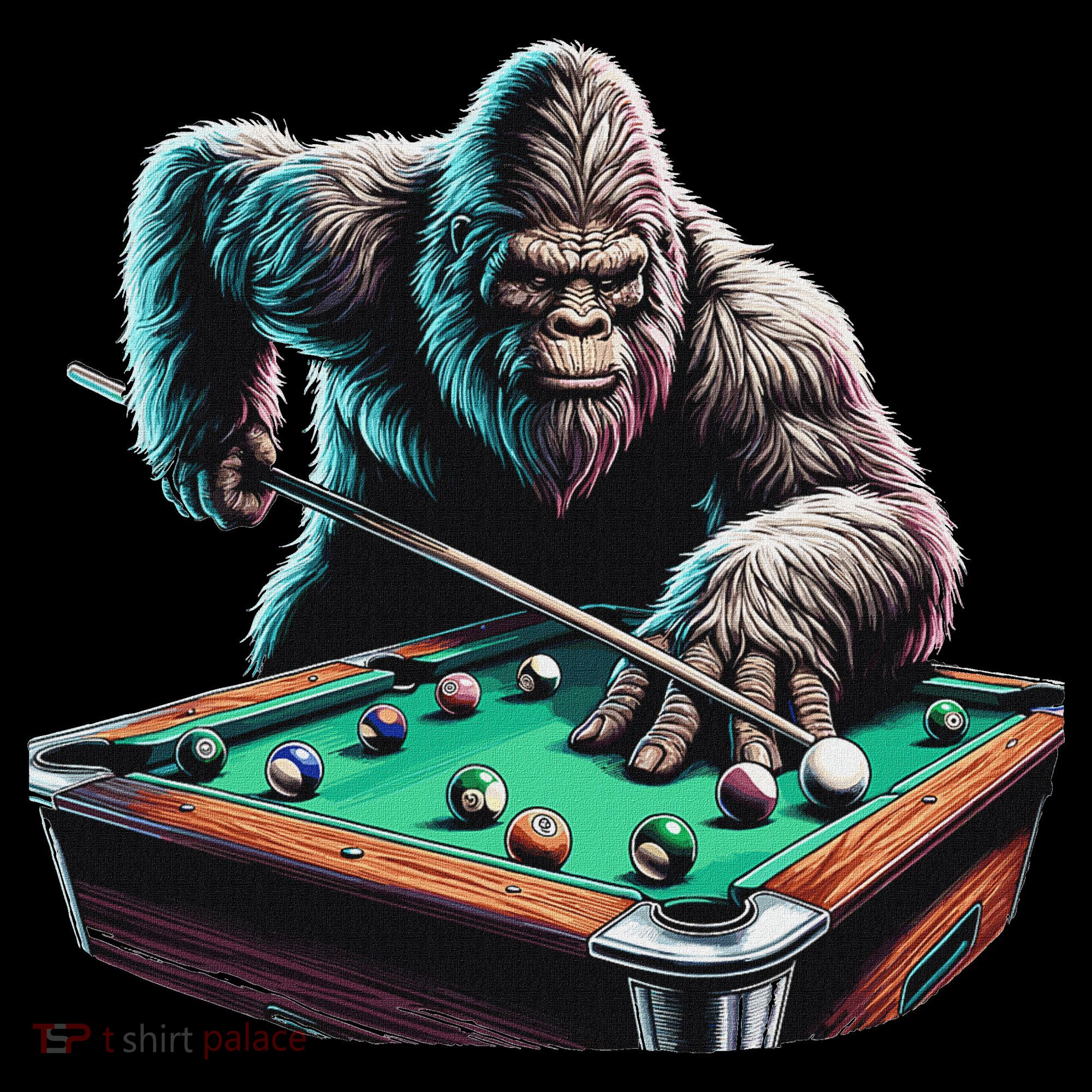 Funny Bigfoot Sasquatch Billiards Pool Player Ornament