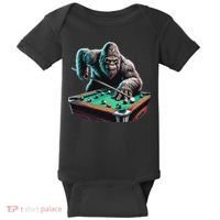 Funny Bigfoot Sasquatch Billiards Pool Player Baby Bodysuit thumb 0