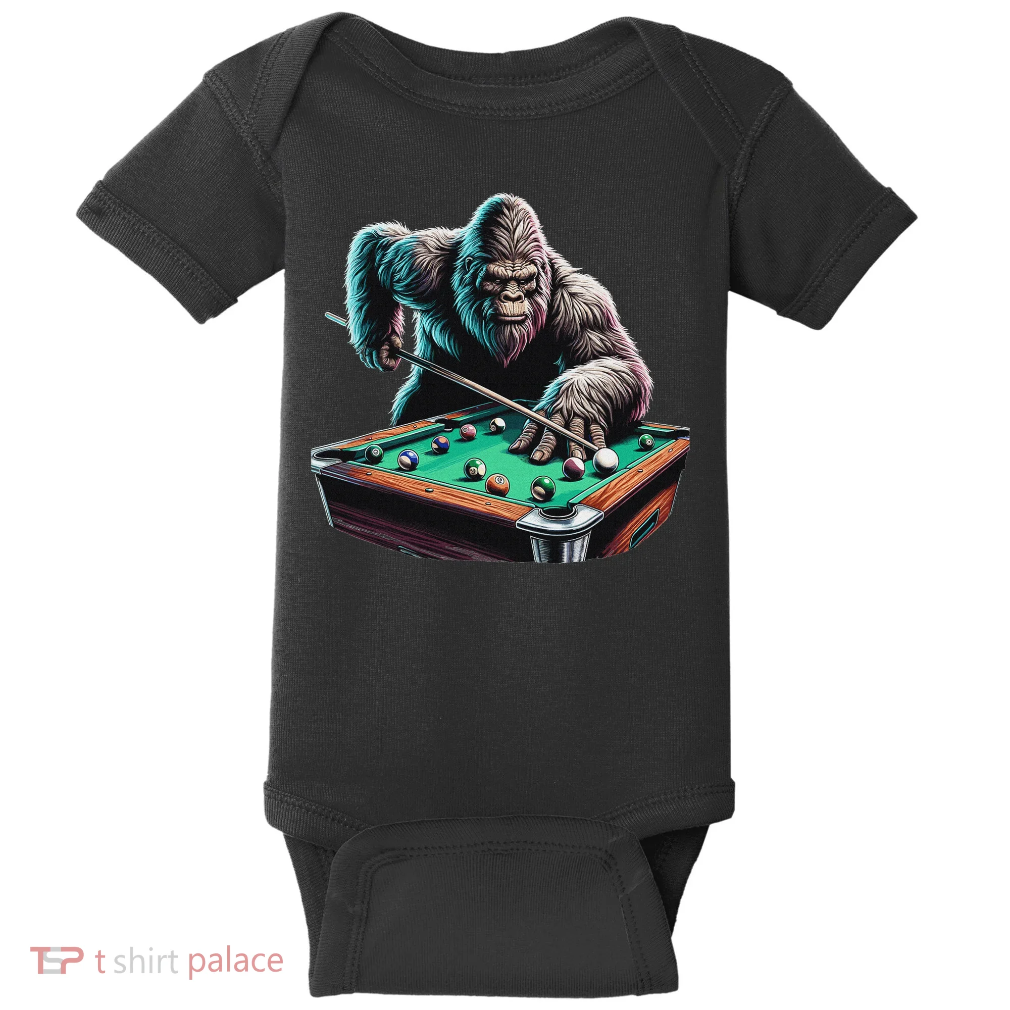 Funny Bigfoot Sasquatch Billiards Pool Player Baby Bodysuit