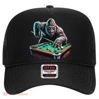 Funny Bigfoot Sasquatch Billiards Pool Player Hat thumb 0