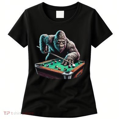 Funny Bigfoot Sasquatch Billiards Pool Player Women's T-Shirt