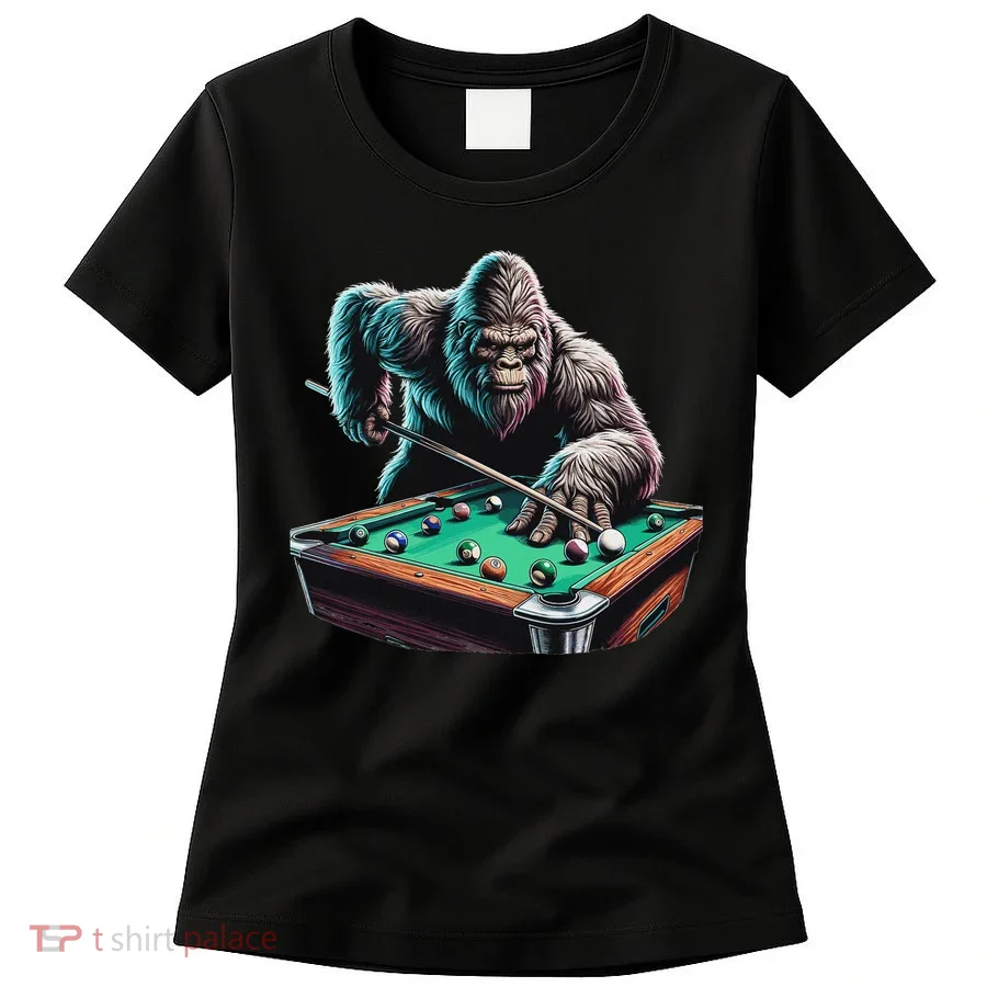 Funny Bigfoot Sasquatch Billiards Pool Player Women's T-Shirt