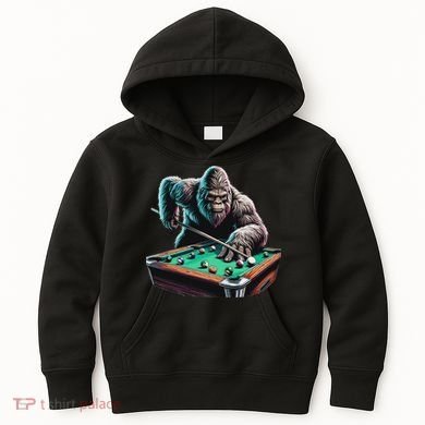 Funny Bigfoot Sasquatch Billiards Pool Player Kids Hoodie