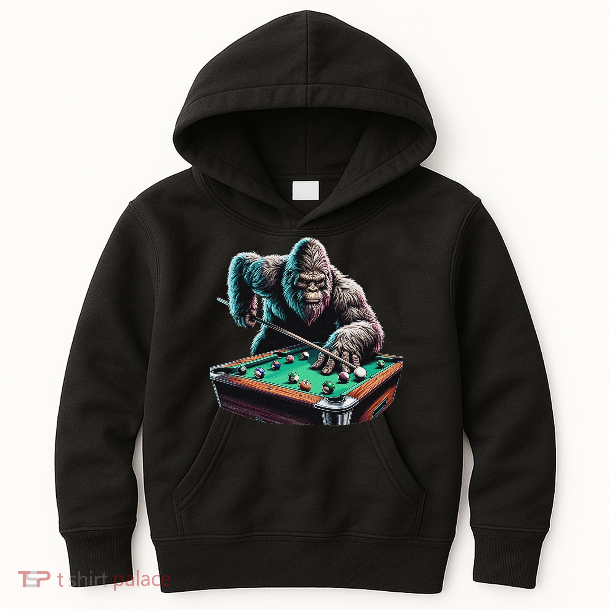 Funny Bigfoot Sasquatch Billiards Pool Player Kids Hoodie