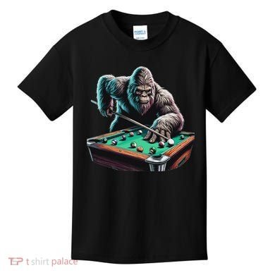 Funny Bigfoot Sasquatch Billiards Pool Player Kids T-Shirt