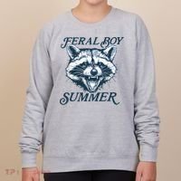 Feral Boy Summer Funny Raccoon Meme Trash Panda Raccoon Women's Sweatshirt thumb 0
