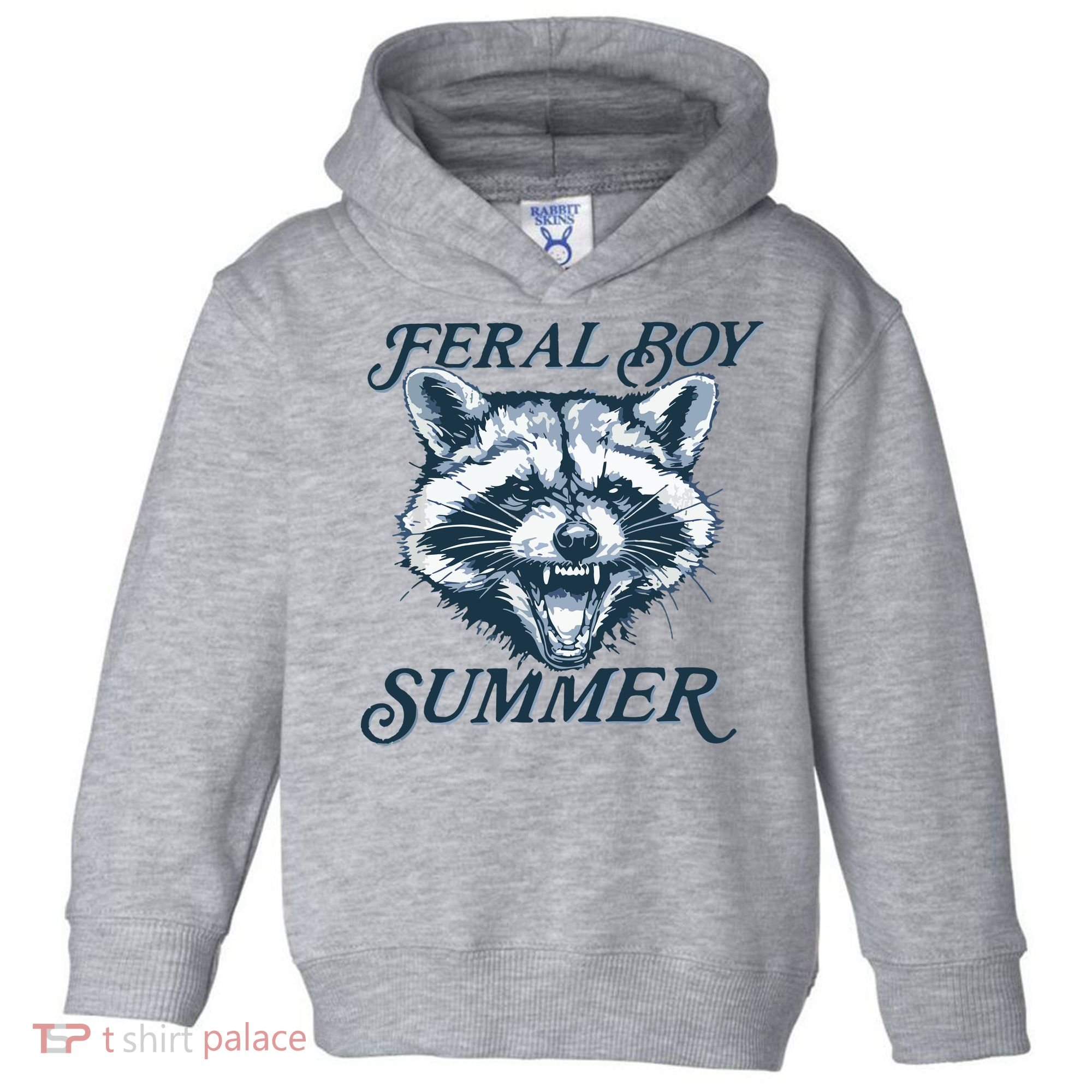 Feral Boy Summer Funny Raccoon Meme Trash Panda Raccoon Toddler Hoodie