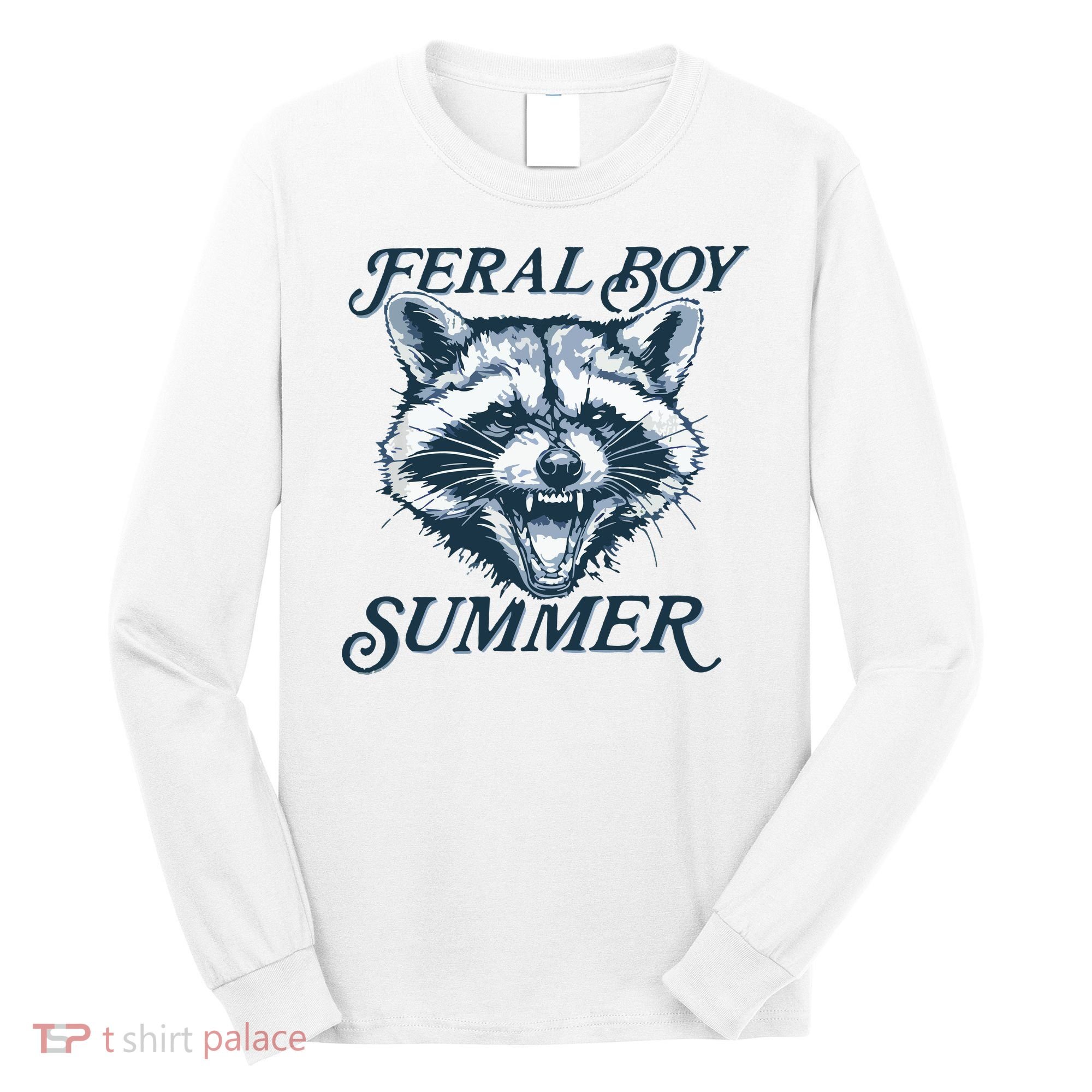 Feral Boy Summer Funny Raccoon Meme Trash Panda Raccoon Long Sleeve Shirt