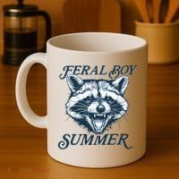 Feral Boy Summer Funny Raccoon Meme Trash Panda Raccoon Coffee Mug thumb 4