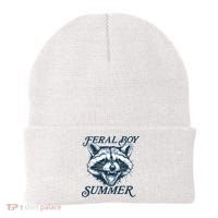Feral Boy Summer Funny Raccoon Meme Trash Panda Raccoon Beanie thumb 0