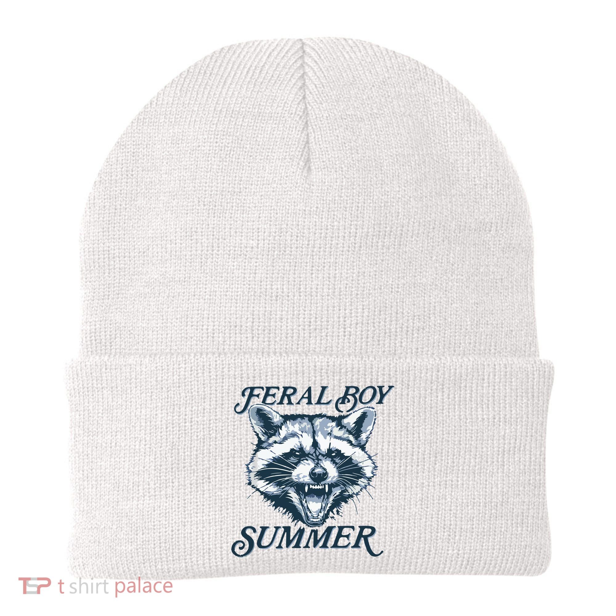 Feral Boy Summer Funny Raccoon Meme Trash Panda Raccoon Beanie