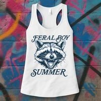 Feral Boy Summer Funny Raccoon Meme Trash Panda Raccoon Women's Tank Top thumb 3