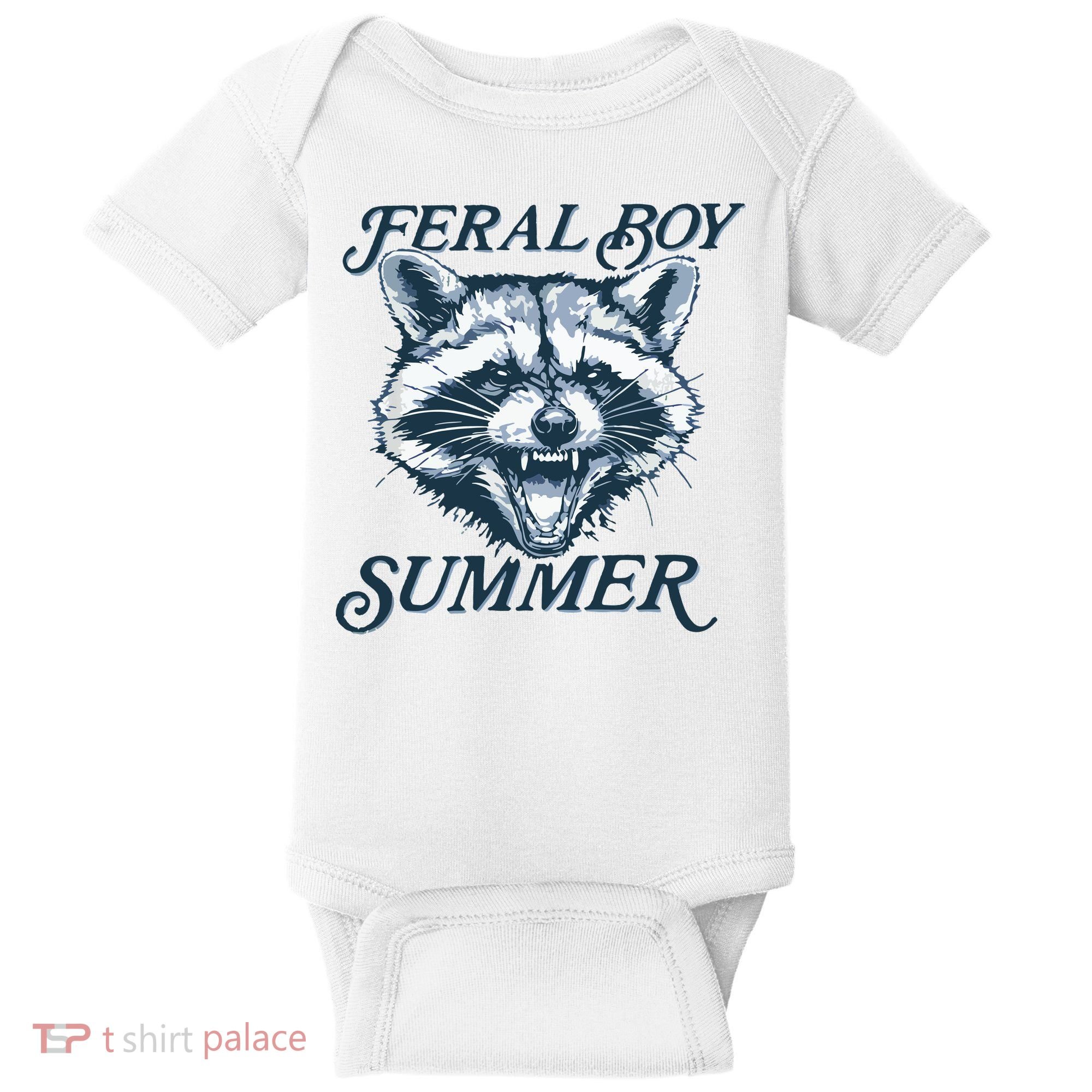 Feral Boy Summer Funny Raccoon Meme Trash Panda Raccoon Baby Bodysuit