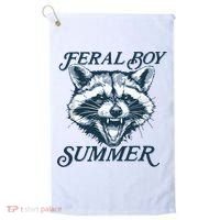 Feral Boy Summer Funny Raccoon Meme Trash Panda Raccoon Golf Towel thumb 0