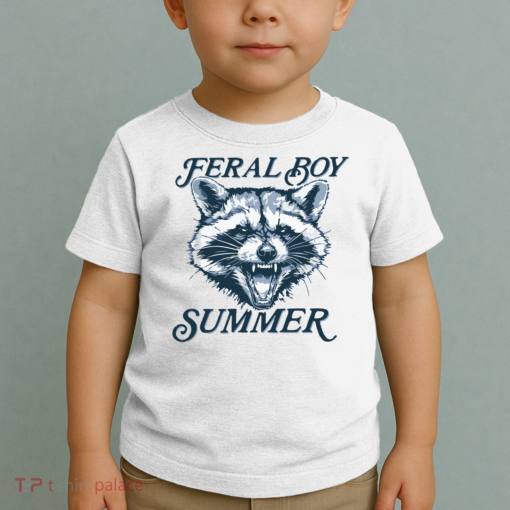 Feral Boy Summer Funny Raccoon Meme Trash Panda Raccoon Toddler T-Shirt