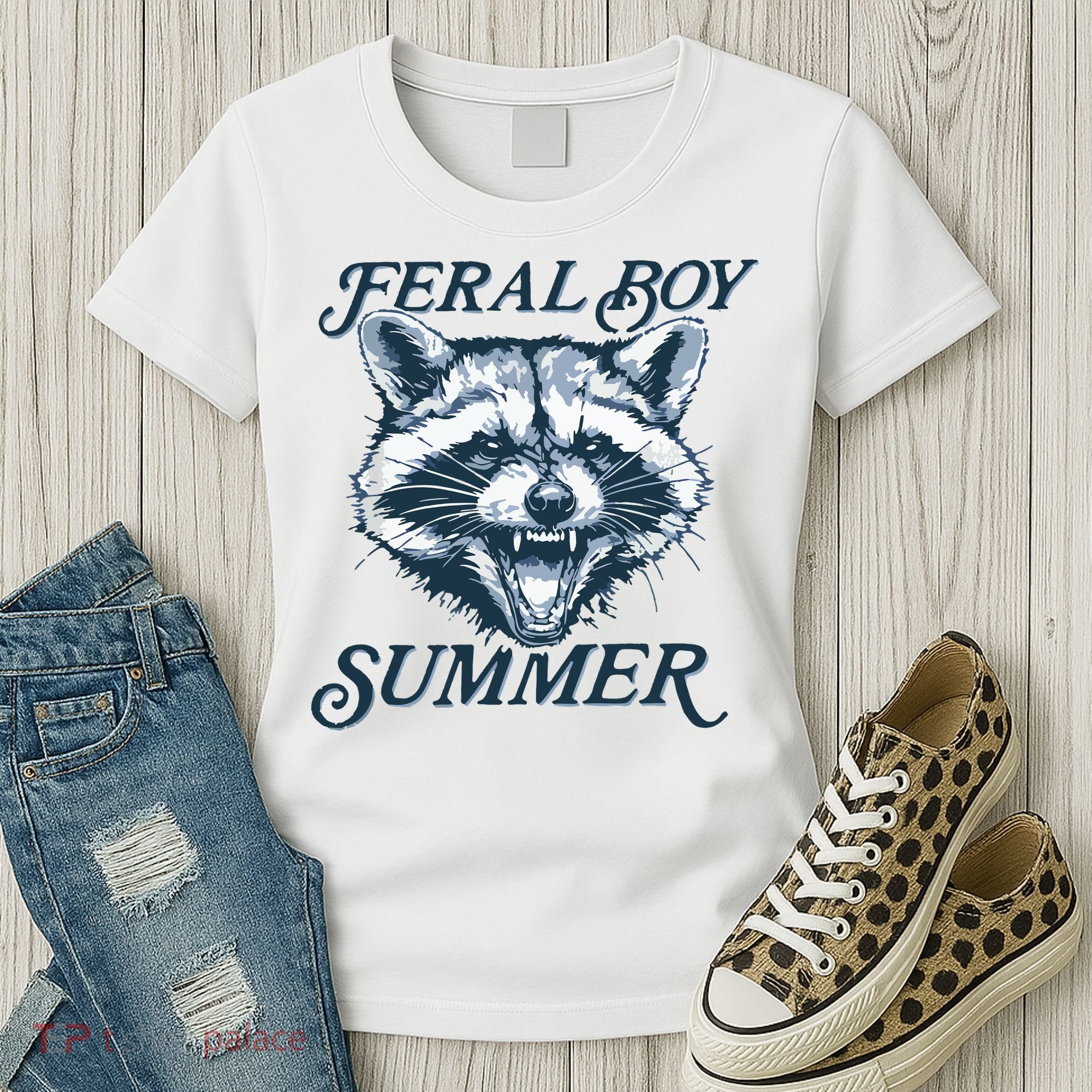 Feral Boy Summer Funny Raccoon Meme Trash Panda Raccoon Women's T-Shirt