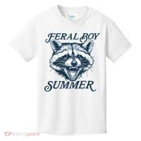 Feral Boy Summer Funny Raccoon Meme Trash Panda Raccoon Kids T-Shirt thumb 0