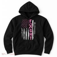 Fight Breast Survivor American Flag Breast Cancer Awareness Hoodie thumb 0