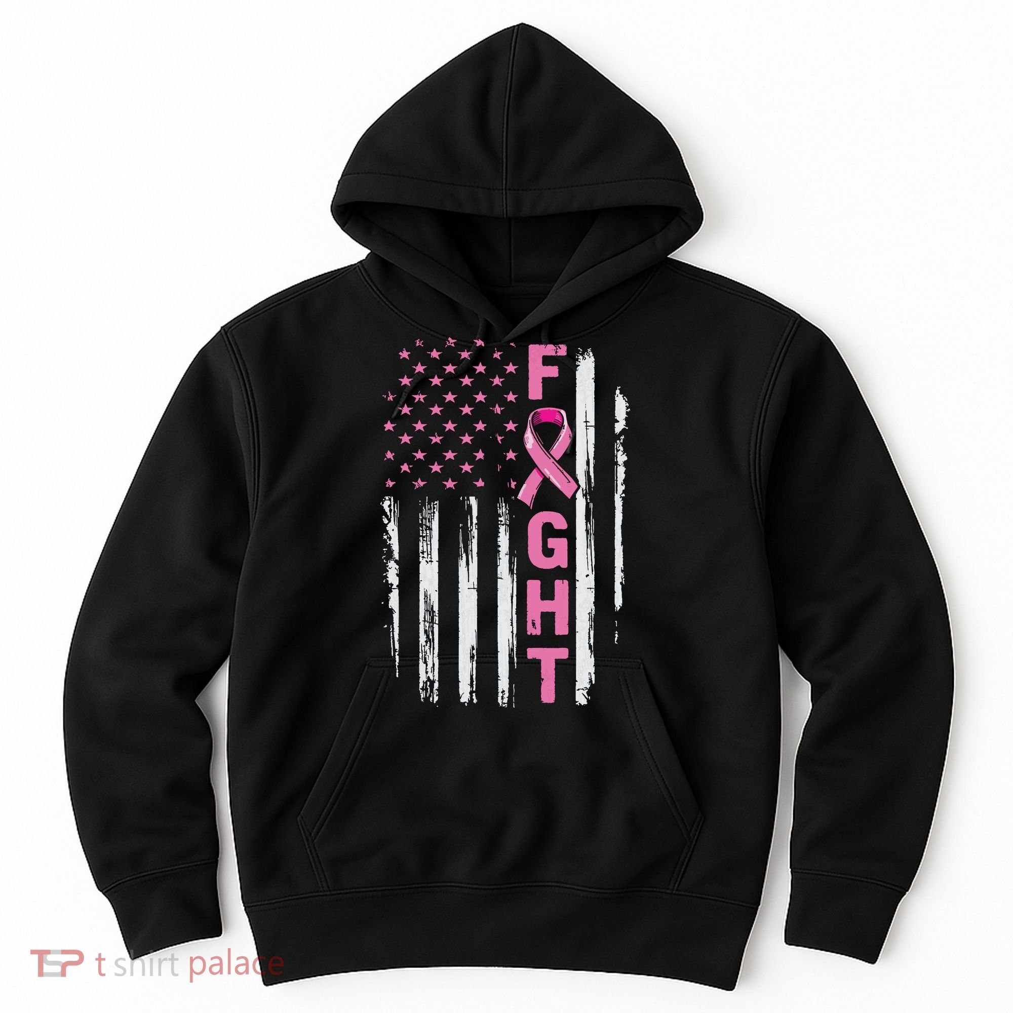 Fight Breast Survivor American Flag Breast Cancer Awareness Hoodie