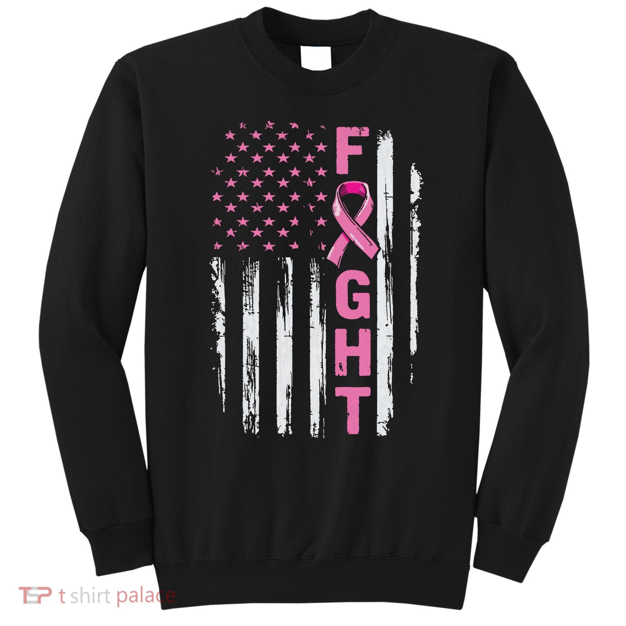 Fight Breast Survivor American Flag Breast Cancer Awareness Sweatshirt