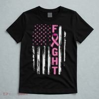 Fight Breast Survivor American Flag Breast Cancer Awareness T-Shirt thumb 5