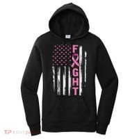 Fight Breast Survivor American Flag Breast Cancer Awareness Women's Hoodie thumb 0