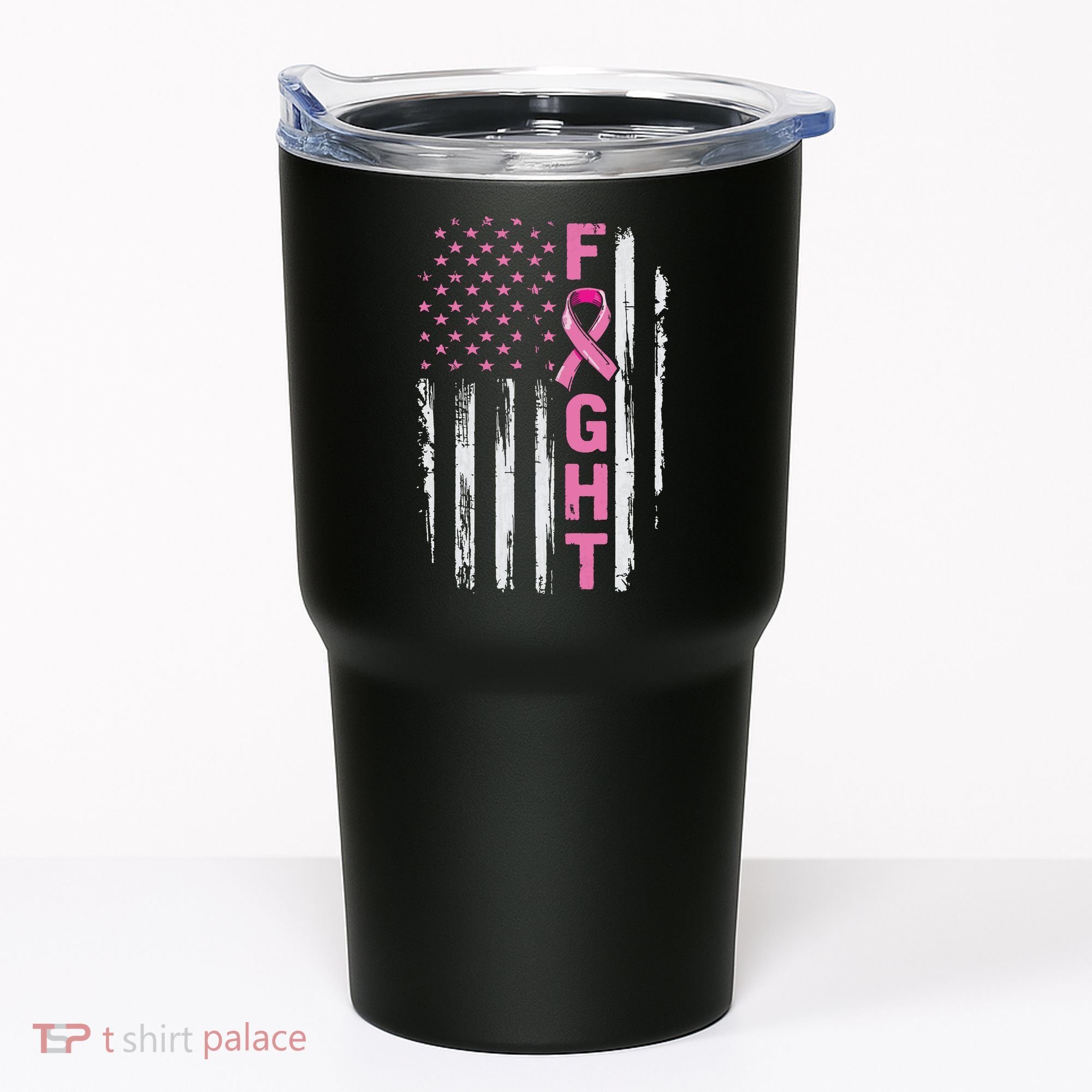 Fight Breast Survivor American Flag Breast Cancer Awareness Tumbler