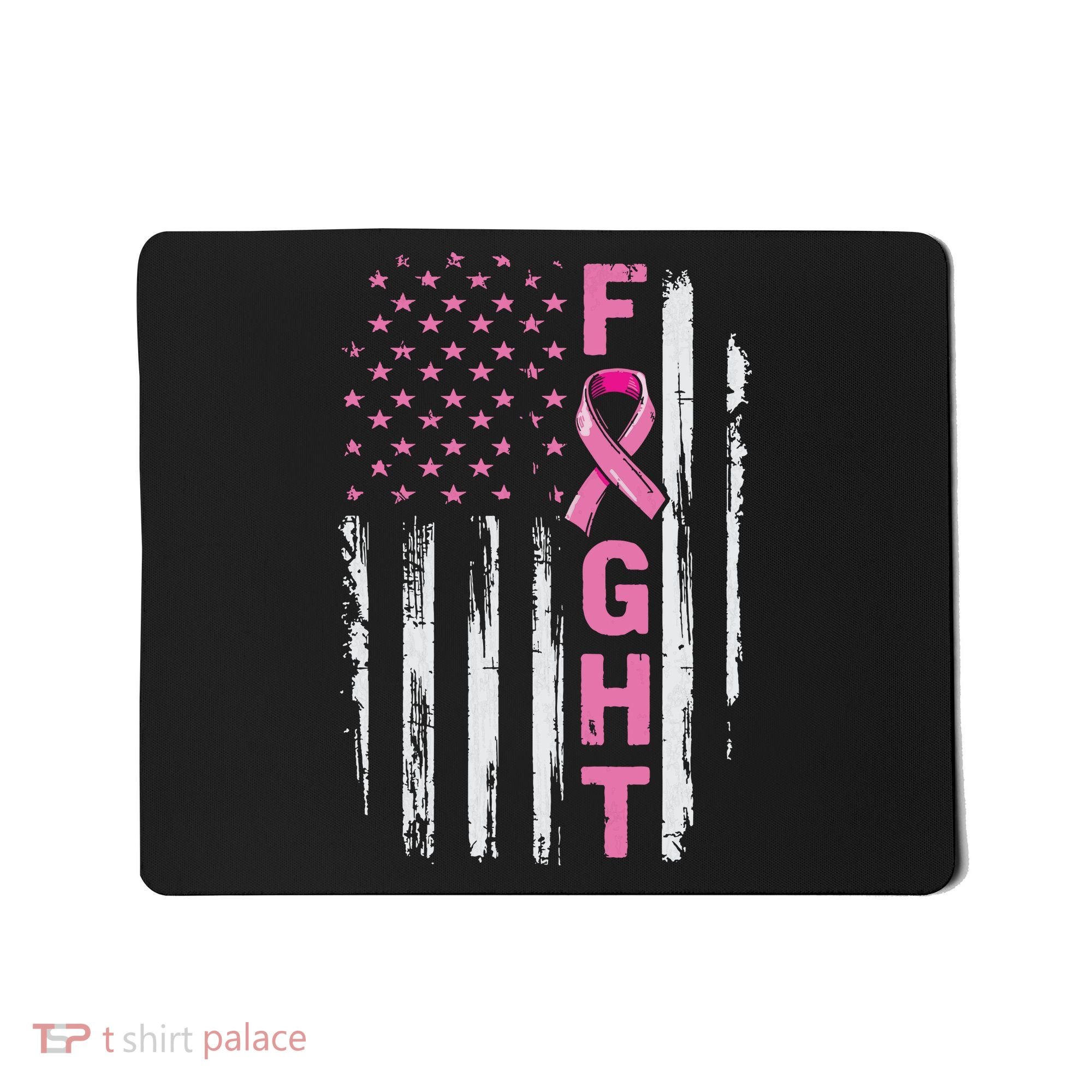 Fight Breast Survivor American Flag Breast Cancer Awareness Mousepad