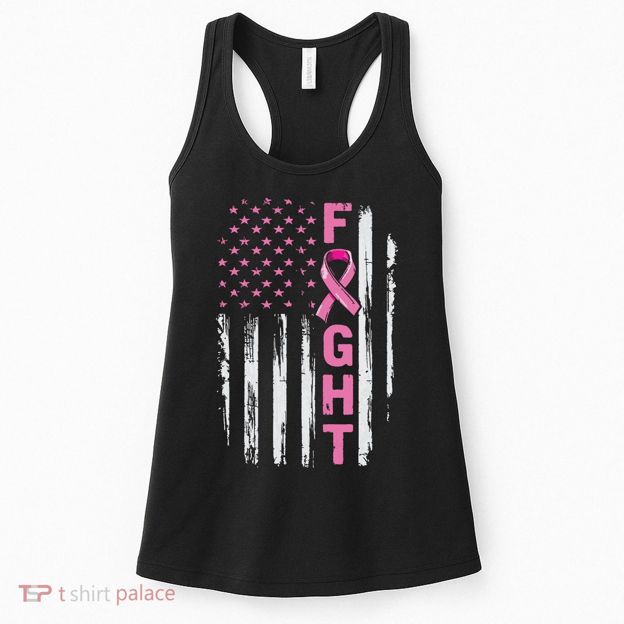 Fight Breast Survivor American Flag Breast Cancer Awareness Women's Tank Top