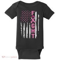 Fight Breast Survivor American Flag Breast Cancer Awareness Baby Bodysuit thumb 0