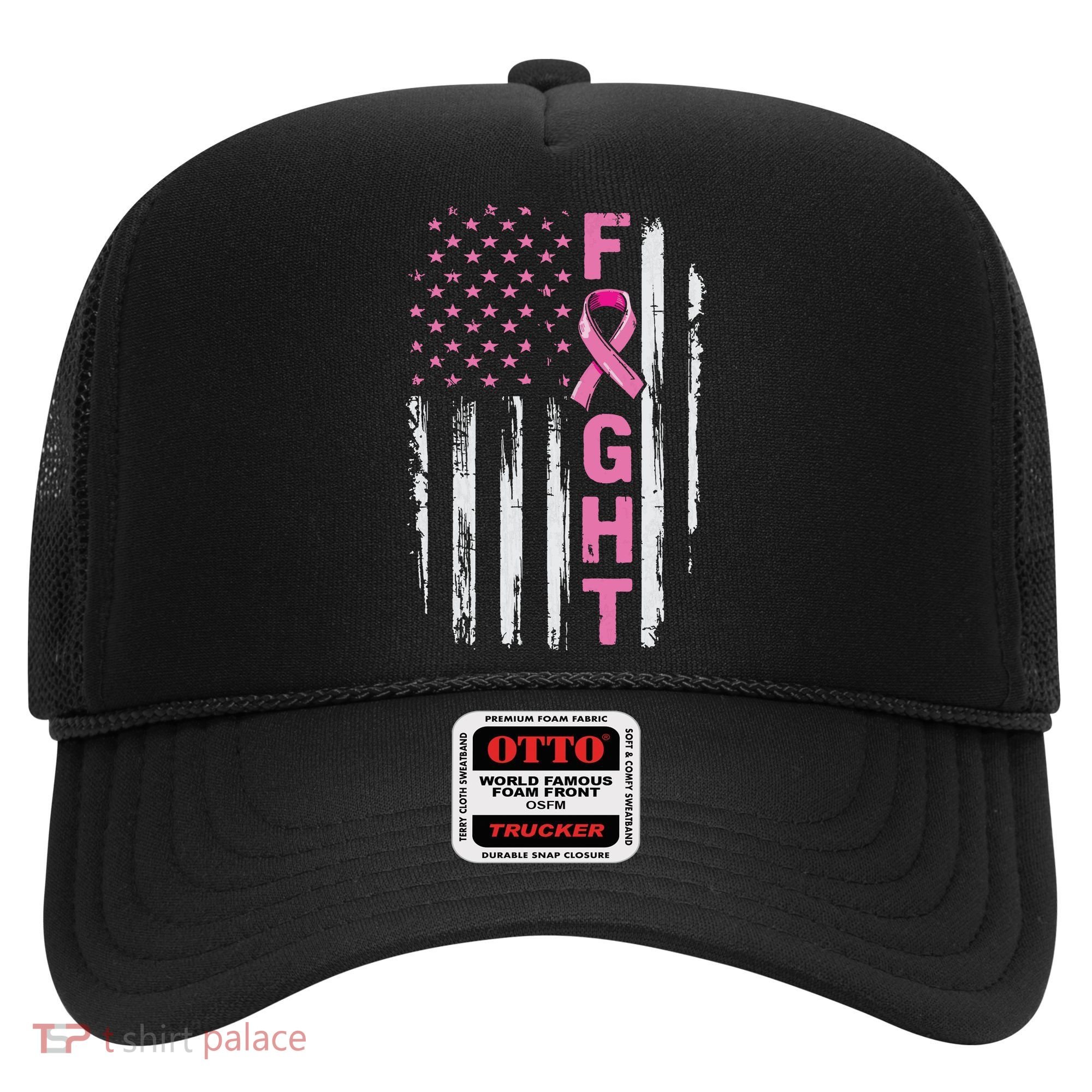 Fight Breast Survivor American Flag Breast Cancer Awareness Hat