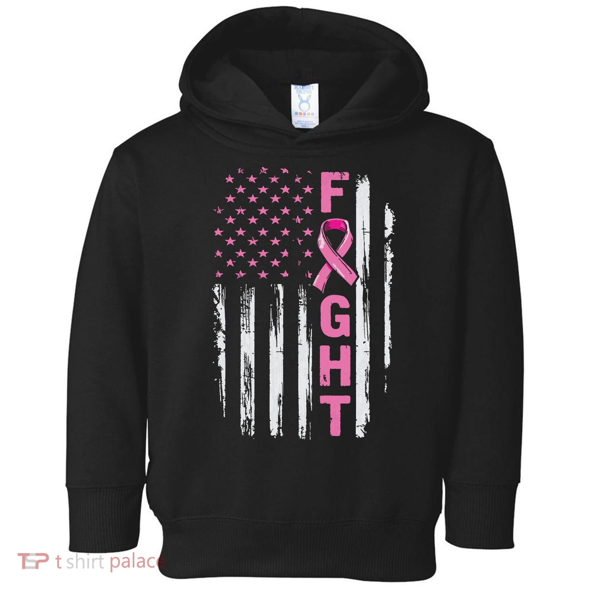 Fight Breast Survivor American Flag Breast Cancer Awareness Toddler Hoodie
