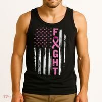 Fight Breast Survivor American Flag Breast Cancer Awareness Tank Top thumb 3