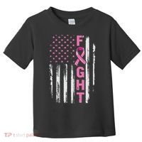 Fight Breast Survivor American Flag Breast Cancer Awareness Toddler T-Shirt thumb 0