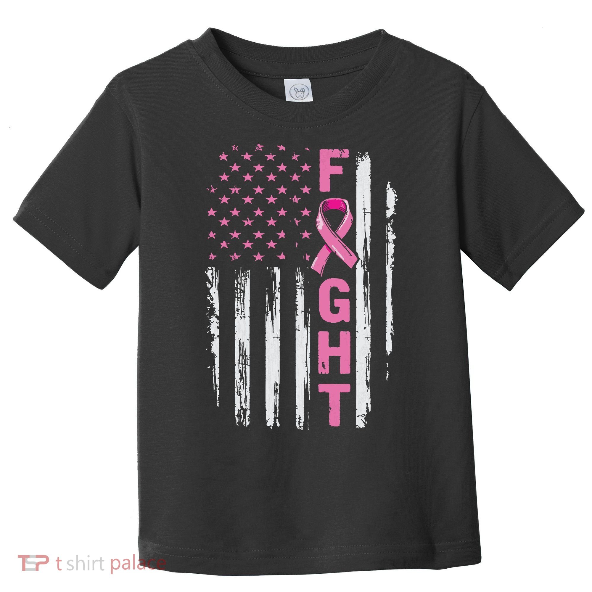 Fight Breast Survivor American Flag Breast Cancer Awareness Toddler T-Shirt