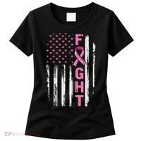 Fight Breast Survivor American Flag Breast Cancer Awareness Women's T-Shirt thumb 0