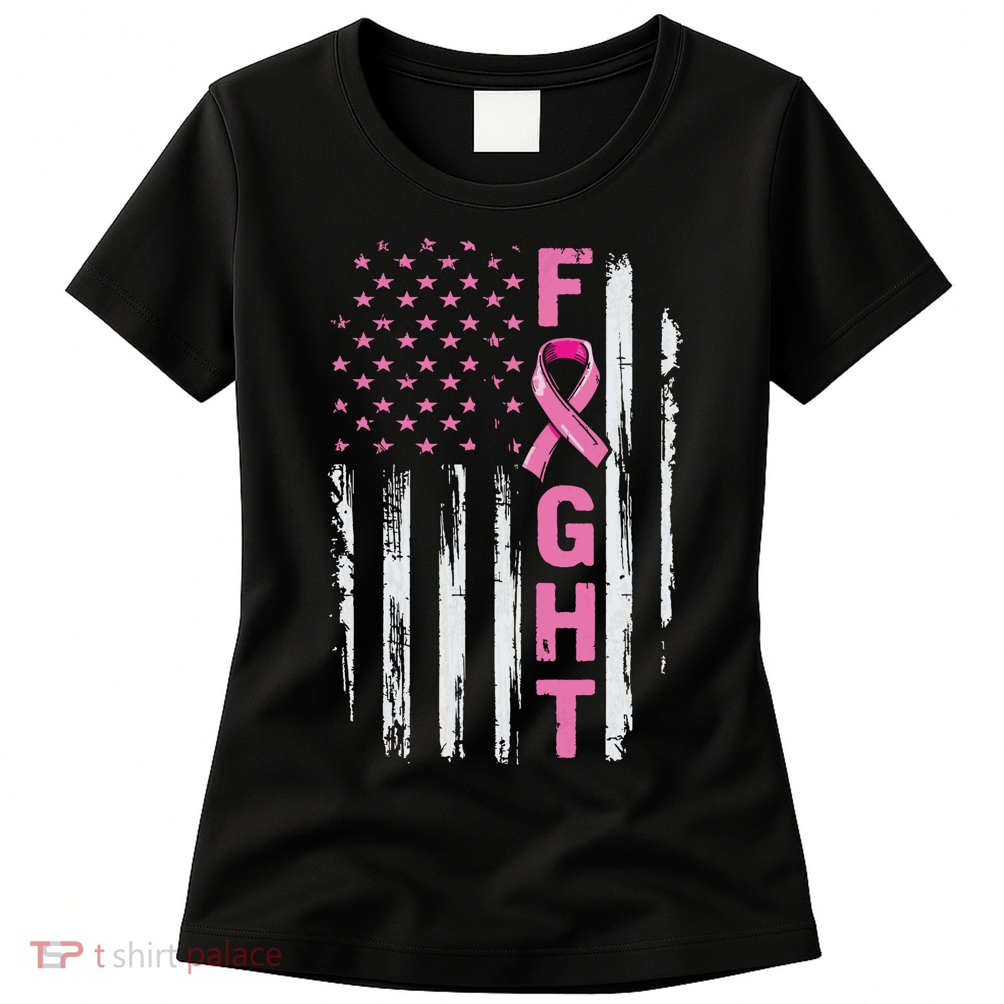 Fight Breast Survivor American Flag Breast Cancer Awareness Women's T-Shirt