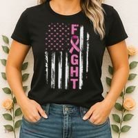 Fight Breast Survivor American Flag Breast Cancer Awareness Women's T-Shirt thumb 2