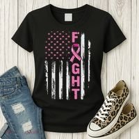 Fight Breast Survivor American Flag Breast Cancer Awareness Women's T-Shirt thumb 3