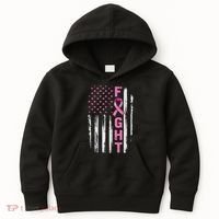 Fight Breast Survivor American Flag Breast Cancer Awareness Kids Hoodie thumb 0