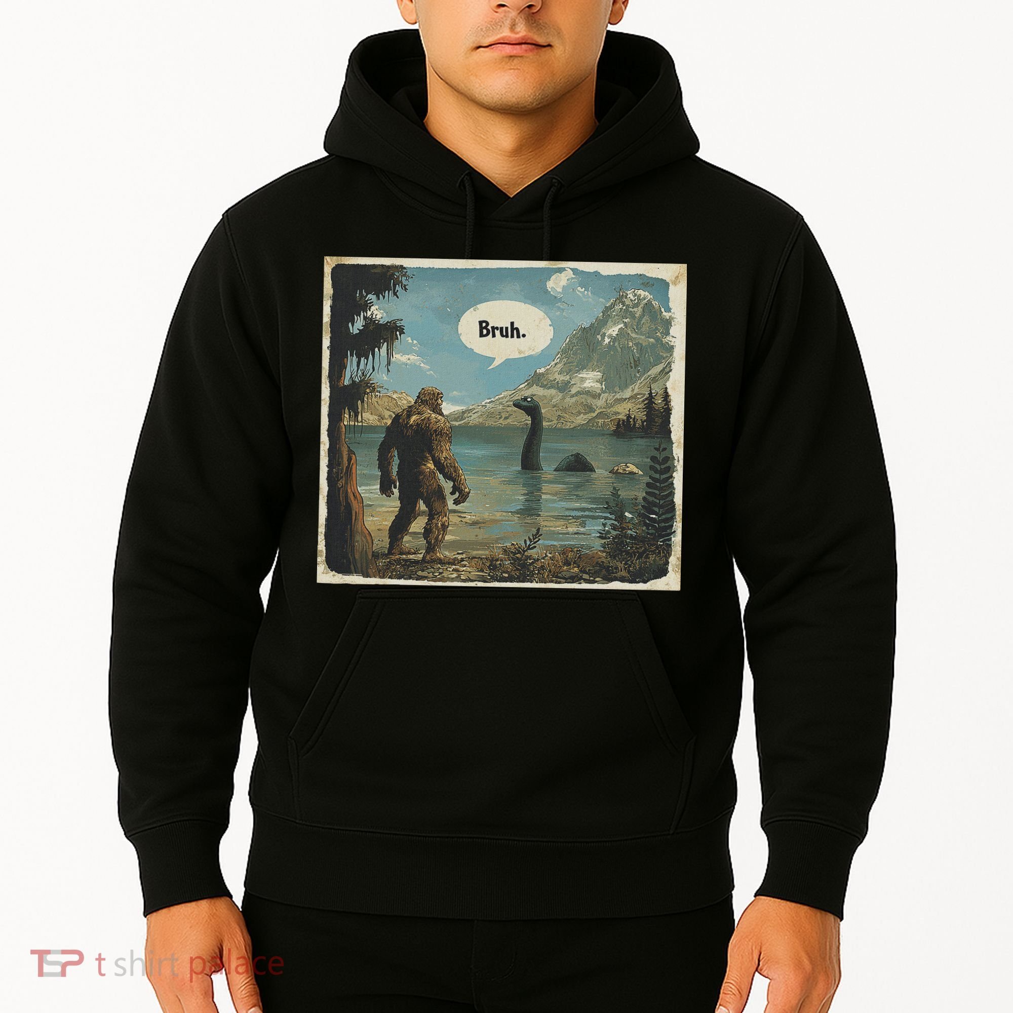 Funny Bigfoot Sasquatch Loch Ness Monster Introvert Bruh Hoodie