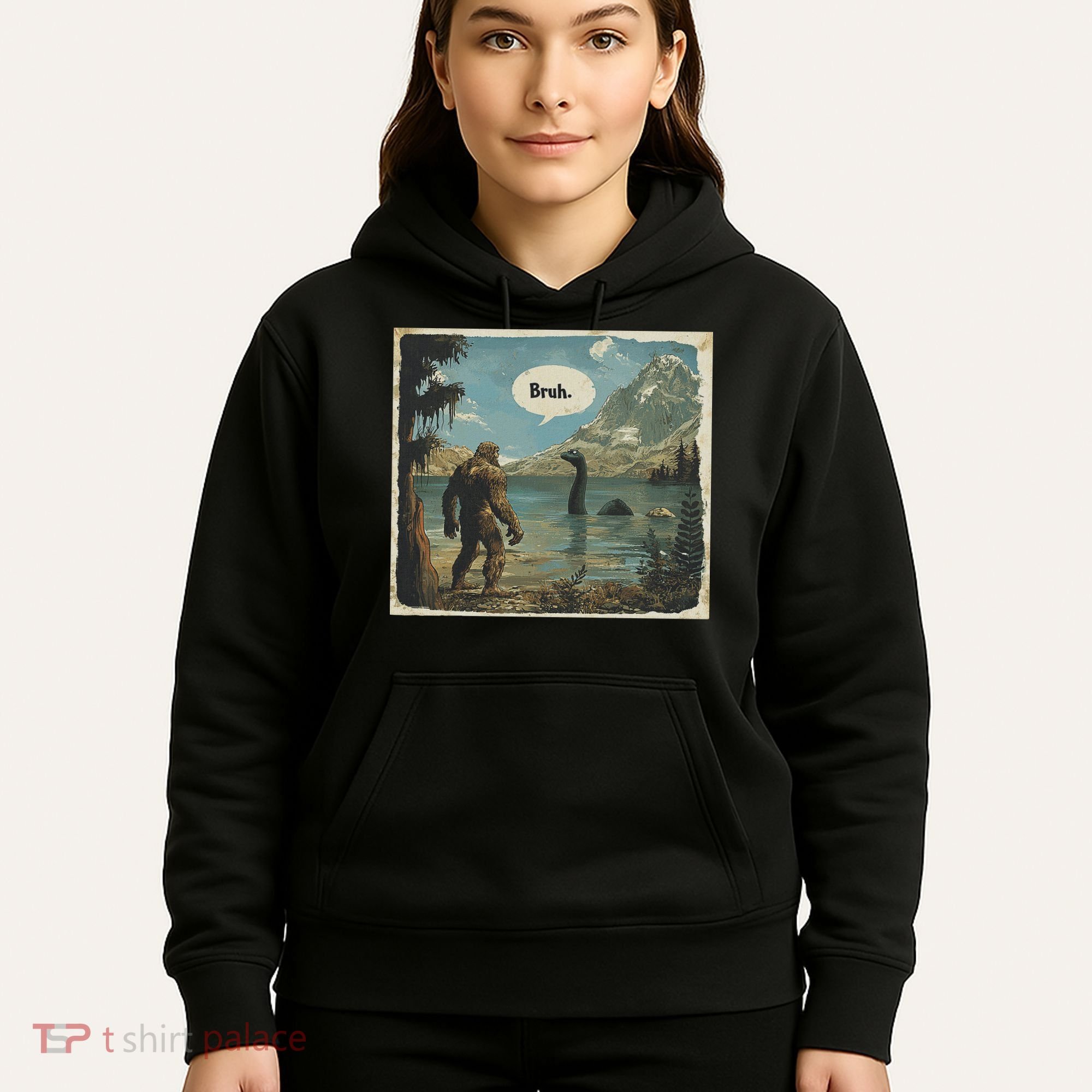 Funny Bigfoot Sasquatch Loch Ness Monster Introvert Bruh Hoodie