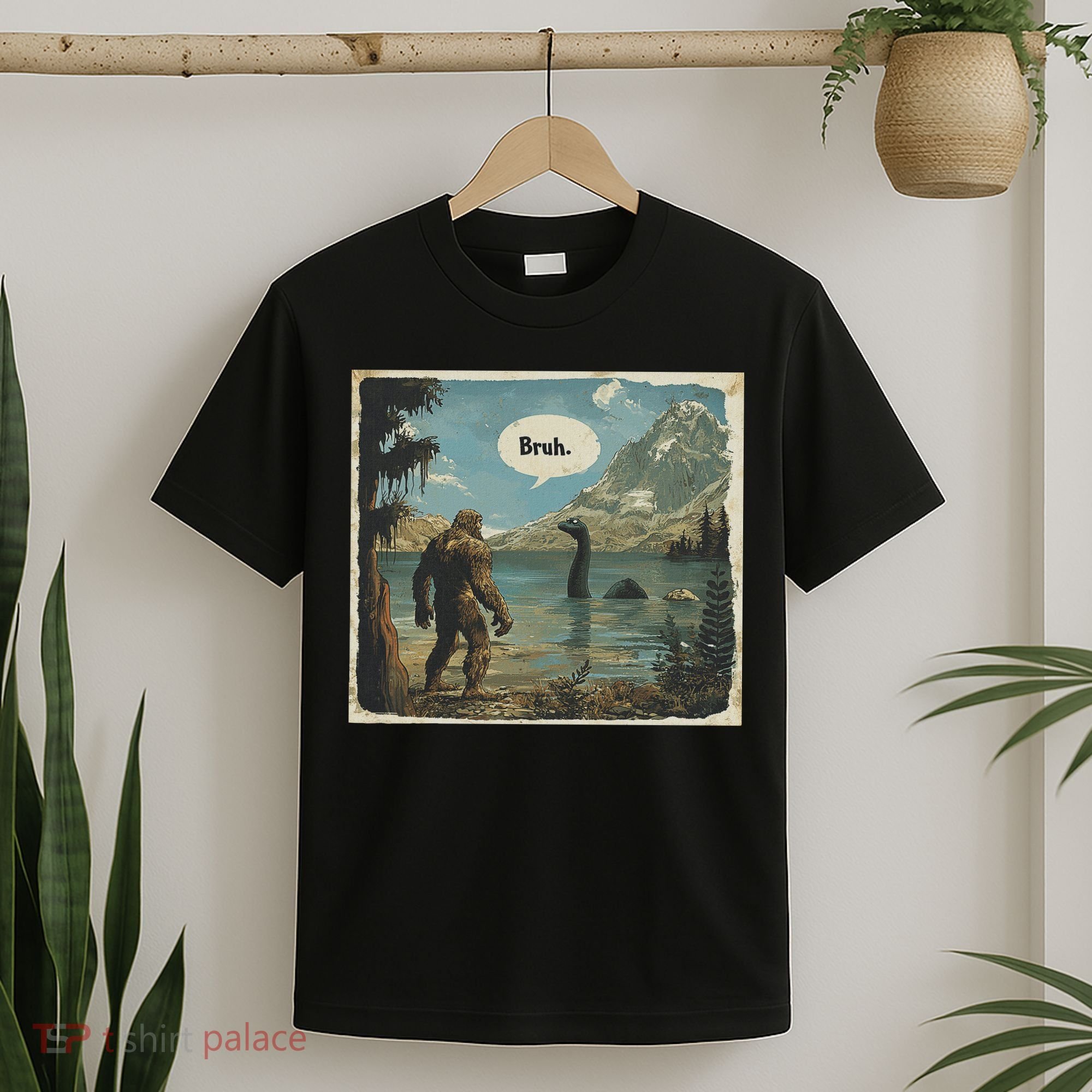 Funny Bigfoot Sasquatch Loch Ness Monster Introvert Bruh T-Shirt