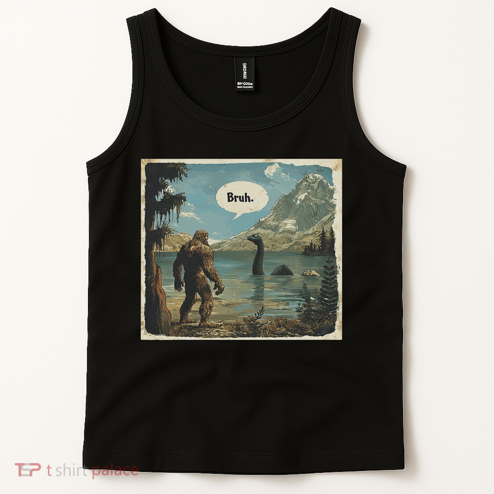 Funny Bigfoot Sasquatch Loch Ness Monster Introvert Bruh Tank Top