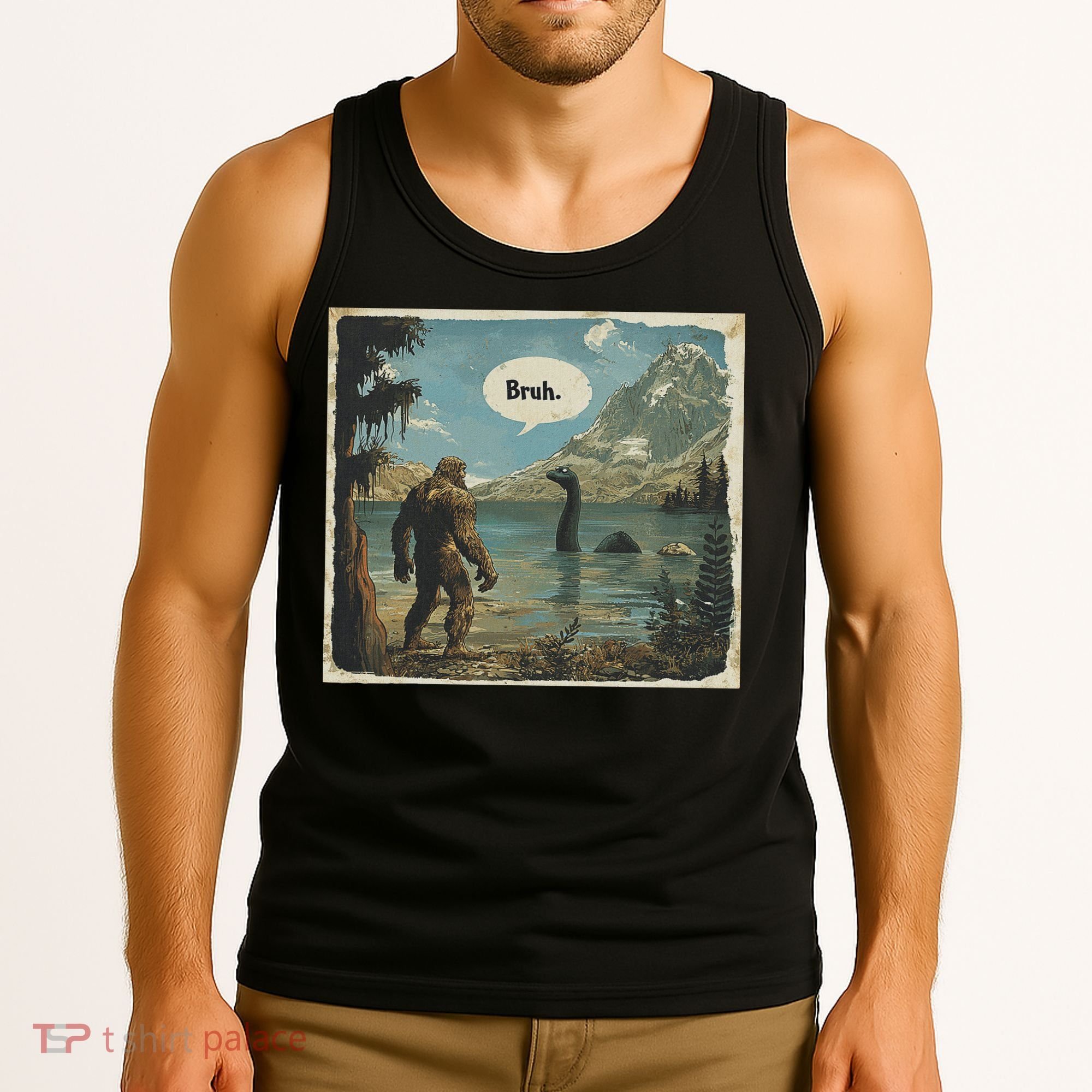 Funny Bigfoot Sasquatch Loch Ness Monster Introvert Bruh Tank Top